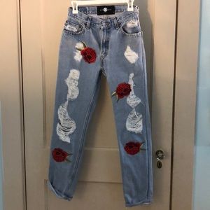 After Party by Nasty Gal Size 27 Rose Embroidered